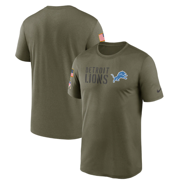 Men's Detroit Lions Olive 2022 Salute to Service Legend Team T-Shirt